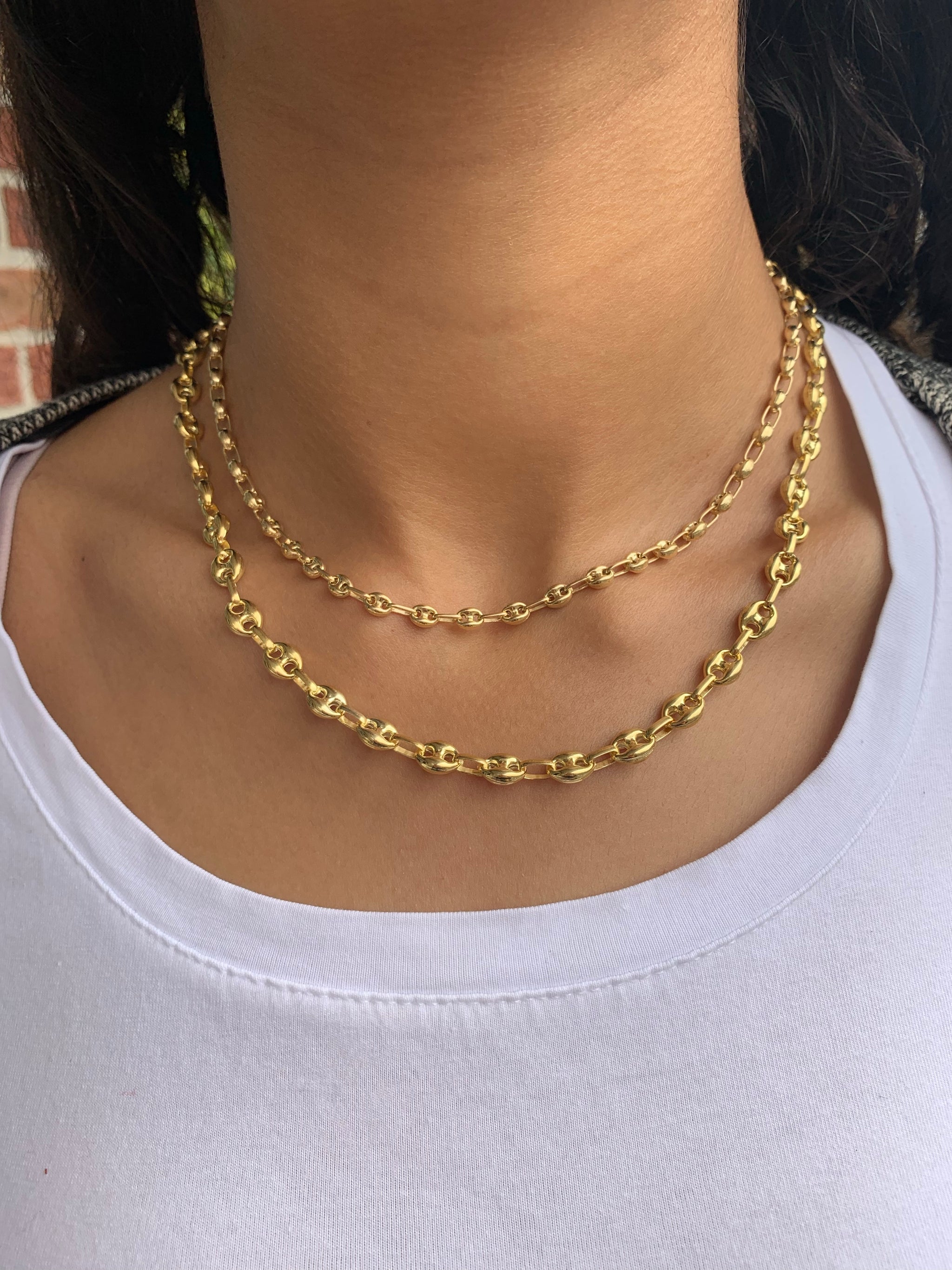 14k Solid Yellow Gold Puffed Mariner Link Chain Necklace 7mm 18-24 Inch